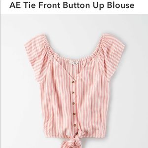 AE tie front button up blouse